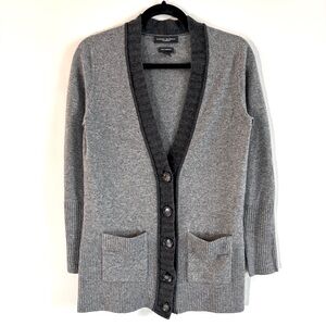 BR BANANA REPUBLIC I S 100% Cashmere Button-Up Cardigan I Two Tone Grey